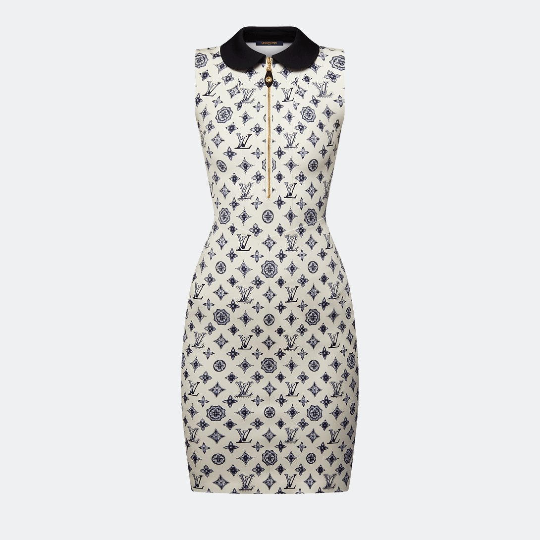 Stripe Accent Knit Polo Dress