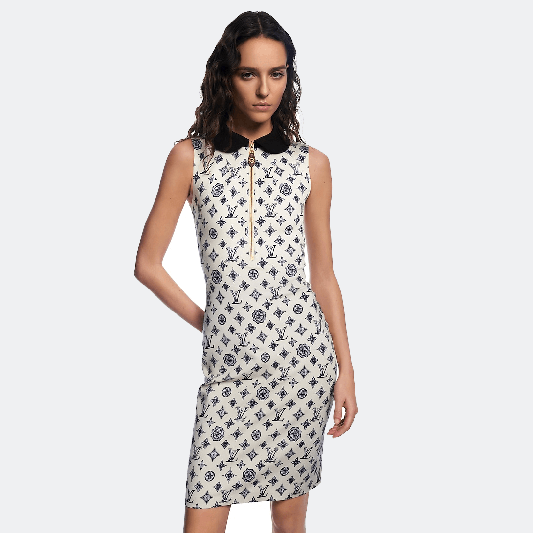 Stripe Accent Knit Polo Dress