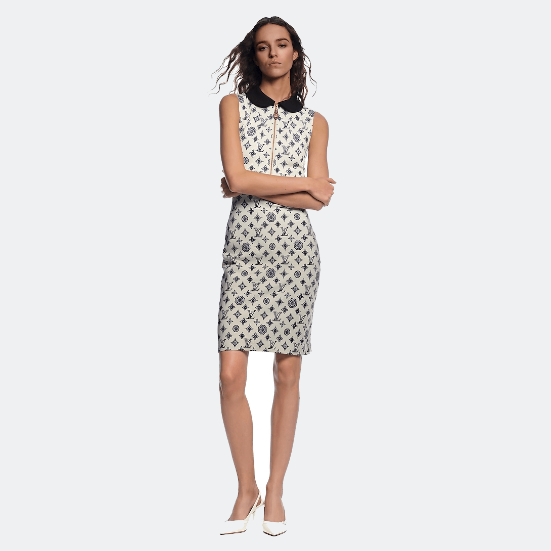 Stripe Accent Knit Polo Dress