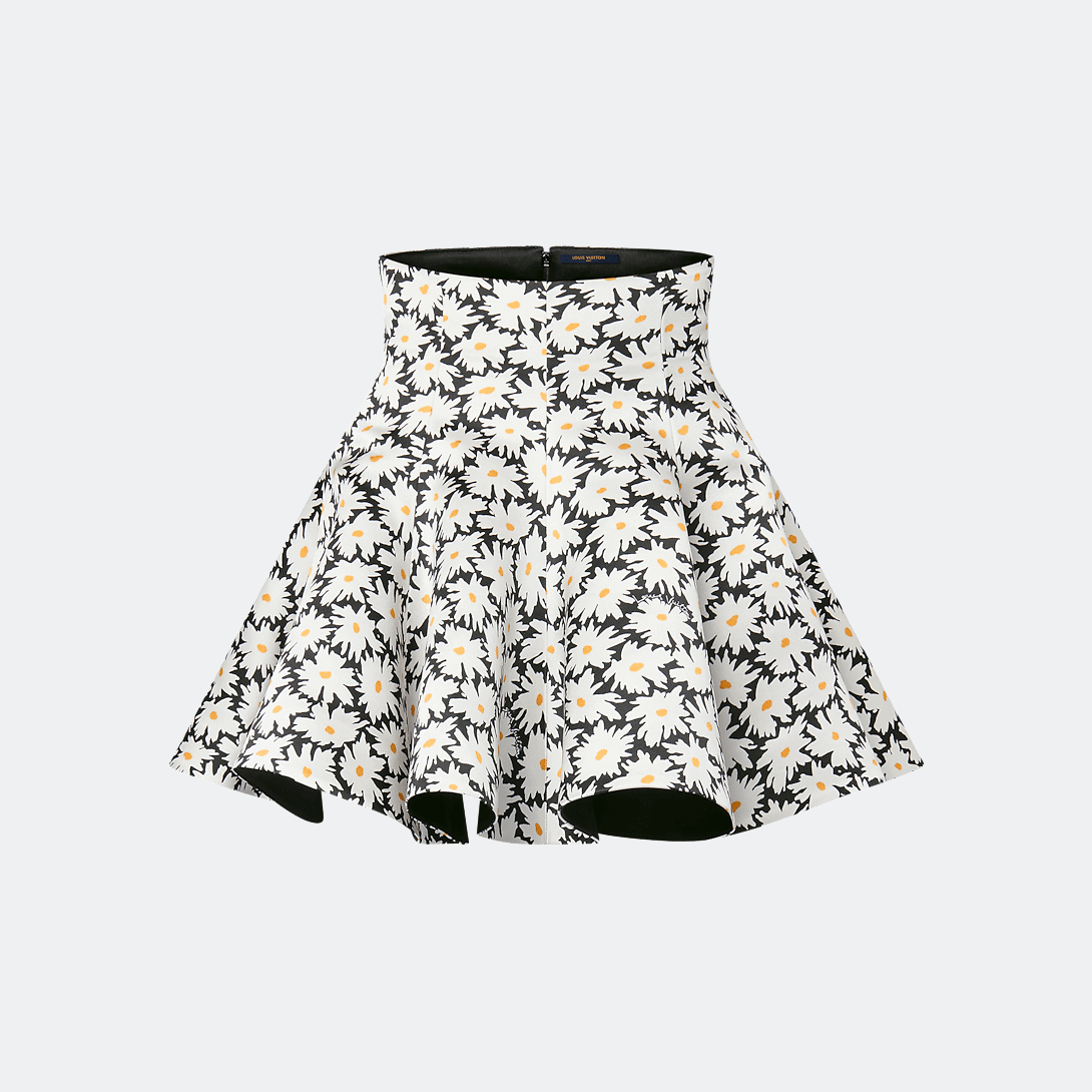 Monogram Denim Pleat Skirt
